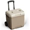 Hellery Frigo Portatile con Ruote Isolato Ghiacciaia Portatile con Mobile Frigo Maniglia Telescopica per Picnic, Marrone Chiaro, 18L Con Maniglia Telescopica E Ruote
