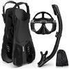 G2RISE Set da snorkeling per adulti con pinne, maschera da snorkeling con pinne regolabili, anti-perdite, in vetro temperato, set per immersioni subacquee e snorkeling, pacchetti per snorkeling con borsa per