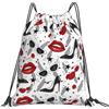 Yyoretp Lips tacchi alti stampa coulisse zaino sport palestra spiaggia sacco danza yoga cinch borsa per donne uomini