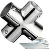 Genérico Connettore per tubo a S, adattatore, supporto in acciaio inox, 4 vie | Accessorio per corrimano per yacht, imbarcazioni, esterni, molle, installazioni, sistemi di ringhiere