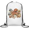 Generic Polpo Holding Planets in Space - Sacca da palestra casual, con coulisse, colore: bianco