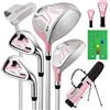 Tivor Set di mazze da golf per bambini dai 9 ai 12 anni, per destrorsi e mancini, con driver da 400 cc, ibrido, ferro 7, ferro 9, cuneo, putter, borsa con supporto e 2 copricapo, mazze da golf junior, blu