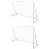 KASCBRTW Set di 2 porte da calcio, 240 x 90 x 150 cm, telaio in acciaio | Rete in poliestere resistente alle intemperie, con gancio a pavimento, per giardino e campo sportivo