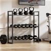 Generic Scaffale per manubri in metallo a 3 ripiani salvaspazio per manubri, kettlebell, tappetini da yoga e palle da ginnastica, scaffale versatile per palestra e allenamento