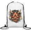 Generic Fierce - Sacca da palestra tradizionale giapponese con maschera demoniaca, casual, con coulisse, colore: bianco