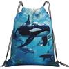 Yyoretp Killer Whales Swim Along - Zaino con coulisse per sport, palestra, spiaggia, danza, yoga, per donne e uomini