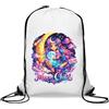 Generic Magical Girl Holding Glowing Moon Orb Gym Sack Casual Drawstring Bag Bianco