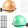 Generic Confezione da 2 supporti per palla da ginnastica in metallo per montaggio a | Per palestra e garage a casa, compatibile con tappetino da yoga, portaoggetti per skateboard, organizer per attrezzi da