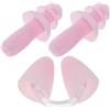 DEARMAMY Set di Tappi Nasali per Nuoto Protezione Auricolare Rosa | Silicone e Pvc, per Allenamento in Piscina, Scatola Portatile, Pensato
