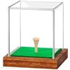 LPATEBCVU Portaoggetti Trasparente for Vetrina for Palline da Golf | Scatola antipolvere a cubo con base in legno for esposizione da ufficio