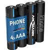 ANSMANN telephone battery AAA 800mAh NiMH 1.2V - Phone DECT Micro AAA batteries rechargeable with low self-discharge ideal for cordless phones and baby monitors (4 pieces)