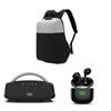 BLAUPUNKT Pack Trio Easy Outdoor - Cassa Bluetooth potente con LED, Auricolari Bluetooth con custodia ricarica wireless LED, Zaino da viaggio 40x30x20 cabina