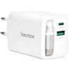 VulTech Caricatore USB C 65W GaN con Cavo USB-C Retrattile 70cm, 1 USB-C PD + USB-A QC3.0, PPS, Caricatore Rapido per MacBook, iPhone 17/16, Samsung S26/S25, iPad, Notebook Bianco