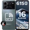 DOOGEE Note 56 Pro Smartphone Android 16, 32GB+128GB/TF 2TB Telefono Cellulare, 6.56 HD+ 90Hz Telefoni, 6150mAh Octa Core Cellulari, 13MP+8MP/Face ID/4G Dual SIM/Widevine L1/OTG/Tipo-C/NFC/3.5mm Jack