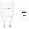 AISENS - Caricatore da 20 W. 1 x USB-C PD3.0. 1 x USB-A QC3.0. Bianco