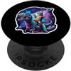 Funny Cat Riding Trex Dinosaur In Space Divertente gatto che cavalca Trex dinosauro nello spazio proprietario dell'animale domestico mamma papà PopSockets PopGrip Adesivo