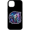 Funny Cat Riding Trex Dinosaur In Space Custodia per iPhone 14 Plus Divertente gatto che cavalca Trex dinosauro nello spazio proprietario dell'animale domestico mamma papà