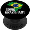 Brazil Map Pride Flag Travel Souvenir Hu Funny Going Brazil, cartina con bandiera gigante, souvenir da viaggio PopSockets PopGrip Adesivo