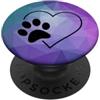 Paw Print Heart Gifts & Designs for Girl Zampa Nera Stampa Cuore Cane Gatto Teal Viola Poligono PopSockets PopGrip Adesivo