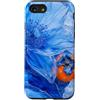 Icy Lily Persimmon Collection Custodia per iPhone SE (2020) / 7/8 Giglio di vetro blu accanto al cachi arancione
