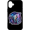 Funny Cat Riding Trex Dinosaur In Space Custodia per iPhone 16 Plus Divertente gatto che cavalca Trex dinosauro nello spazio proprietario dell'animale domestico mamma papà