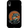 dolphin wave circle rings sea dolphin ce Custodia per iPhone XR Emblema Anelli Onda Delfino