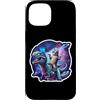Funny Cat Riding Trex Dinosaur In Space Custodia per iPhone 15 Divertente gatto che cavalca Trex dinosauro nello spazio proprietario dell'animale domestico mamma papà