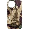 Poetic Object Collection Custodia per iPhone 15 Ispirato allo scrittore in vetro con felce pressata all'interno