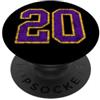 Number 20 Jersey Player Uniform #20 Gift Uniforme giocatore maglia numero 20 oro viola #20 grunge PopSockets PopGrip Adesivo