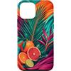 Island Escape Collection Custodia per iPhone 12 mini Arte botanica dell'isola del grappolo di palme e agrumi