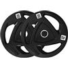 PH Fitness Set 20 kg Dischi Tri-Grip in ghisa con foro da 50 mm e maniglie ergonomiche - antiscivolo, qualità da studio per l'allenamento di forza, il powerlifting e il crossfit