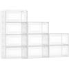 VEVOR Scatole Porta Scarpe, Adatte Fino alla Taglia 13 USA, 9 Scatole Porta Scarpe Trasparenti Impilabili con Porta Magnetica, Contenitori in Plastica per Stivali e Cappelli, Bianco Trasparente