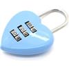Zhhuoc 1 mini lucchetto a combinazione a 3 cifre, a forma di cuore, per interni ed esterni, colore blu