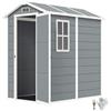 Outsunny Casetta da Giardino in Resina con Pavimento e Porta 1.3x1.8m Grigio
