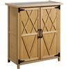 Outsunny Armadio Porta Attrezzi da Giardino in Legno con 2 Ante e 4 Scaffali