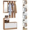 HOMCOM Mobile Appendiabiti con Scarpiera e Specchio in Legno