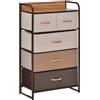 HOMCOM Mobile Cassettiera 5 Cassetti Pieghevoli in Metallo e MDF 58x29x99cm