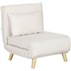 HOMCOM Poltrona Letto 2 in 1 con Schienale Regolabile e Cuscino Legno e Beige