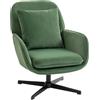 HOMCOM Poltrona Girevole con Cuscino Lombare e Rivestimento in Velluto Verde