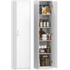 HOMCOM Armadio da Cucina a 5 Ripiani con Spazio Regolabile 40x35x180 cm Bianco