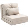 HOMCOM Poltrona Letto 3 in 1 Chaise Longue e Divano da Terra Effetto Lino Beige