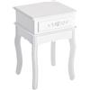 HOMCOM Comodino Tavolino Moderno con Cassetto Mobiletto Multiuso in Legno Bianco