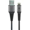 goobay 49269 - Cavo Lightning certificato Apple MFi, extra robusto, con connettori in metallo, 2 m, colore: Grigio
