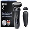 Braun Rasoio elettrico Series 6, fino a 60 minuti, attacco per rifinitore di precisione, rasoio da uomo, 100% impermeabile, 62-G1200SI, grigio
