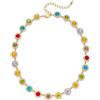 LILIE&WHITE Collana con strass colorati in oro per donne Catene girocollo alla moda collane con ciondolo multicolore con gemme arcobaleno collana con perline collana con ciondolo gioiello regalo