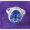 Anello Donna In Argento 925 Con Acquamarina Naturale 14,60 Ct Ovale 13x10 mm