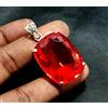 111 CT Naturale Rosso Topazio Taglio Cushion 925 Solid Argento Sterling Pendente