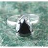 Anello Solitario Gemma a Goccia Diamante Nero 6.20 Ct Argento 925 Mis. 8
