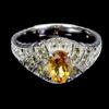 Egemdiamond 925 Anello Argento Sterling Ovale Citrino Cromo Diopside Gemma No USA Import Fee