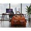 Fatto a mano Borsa Da Viaggio Duffle Gym In Vera Pelle Di Capra Marrone 40Cm Nuova